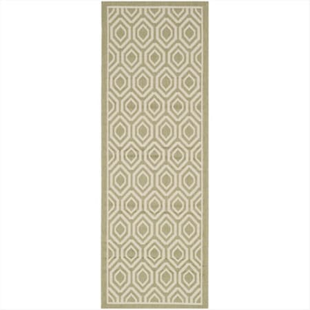 Safavieh 2 Ft. -3 In. X 6 Ft. -7 In. Runner Indoor-Outdoor Courtyard- Green And Beige- Power Loomed Rug CY6902-244-27